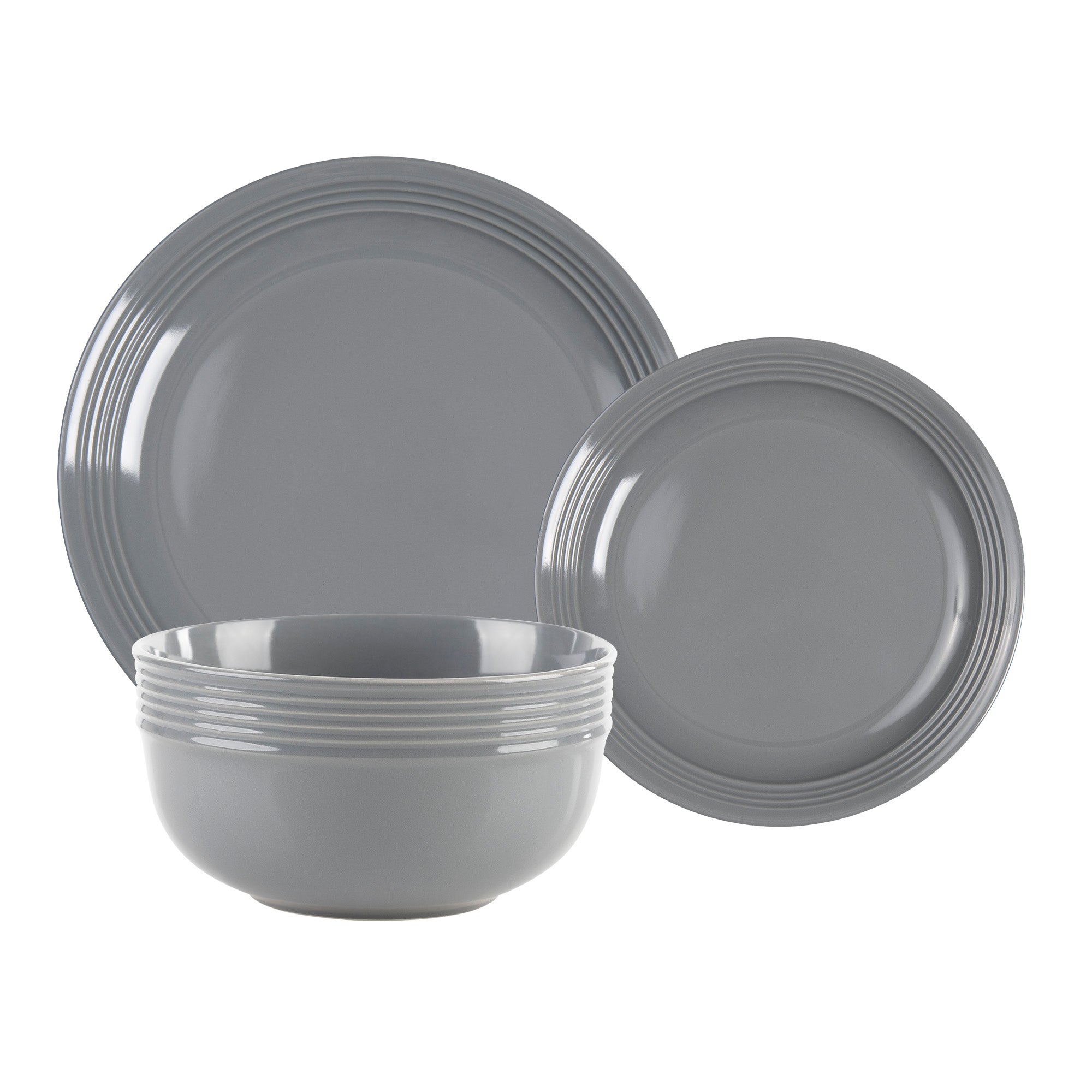 Anaheim 12pc Stoneware Dinnerware Set - Grey-Dinnerware-DECOROLALA