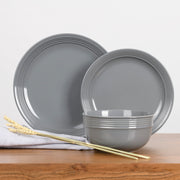 Anaheim 12pc Stoneware Dinnerware Set - Grey-Dinnerware-DECOROLALA