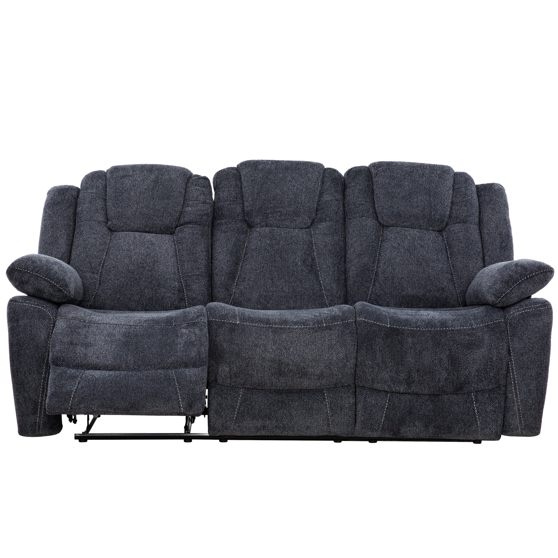 Anakin 80 in. Dark Grey Fabric Reclining Sofa with Lever-Living Room-DECOROLALA