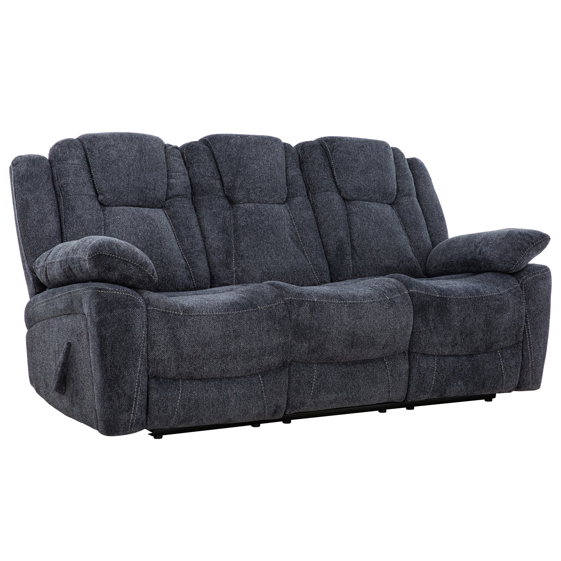 Anakin 80 in. Dark Grey Fabric Reclining Sofa with Lever-Living Room-DECOROLALA