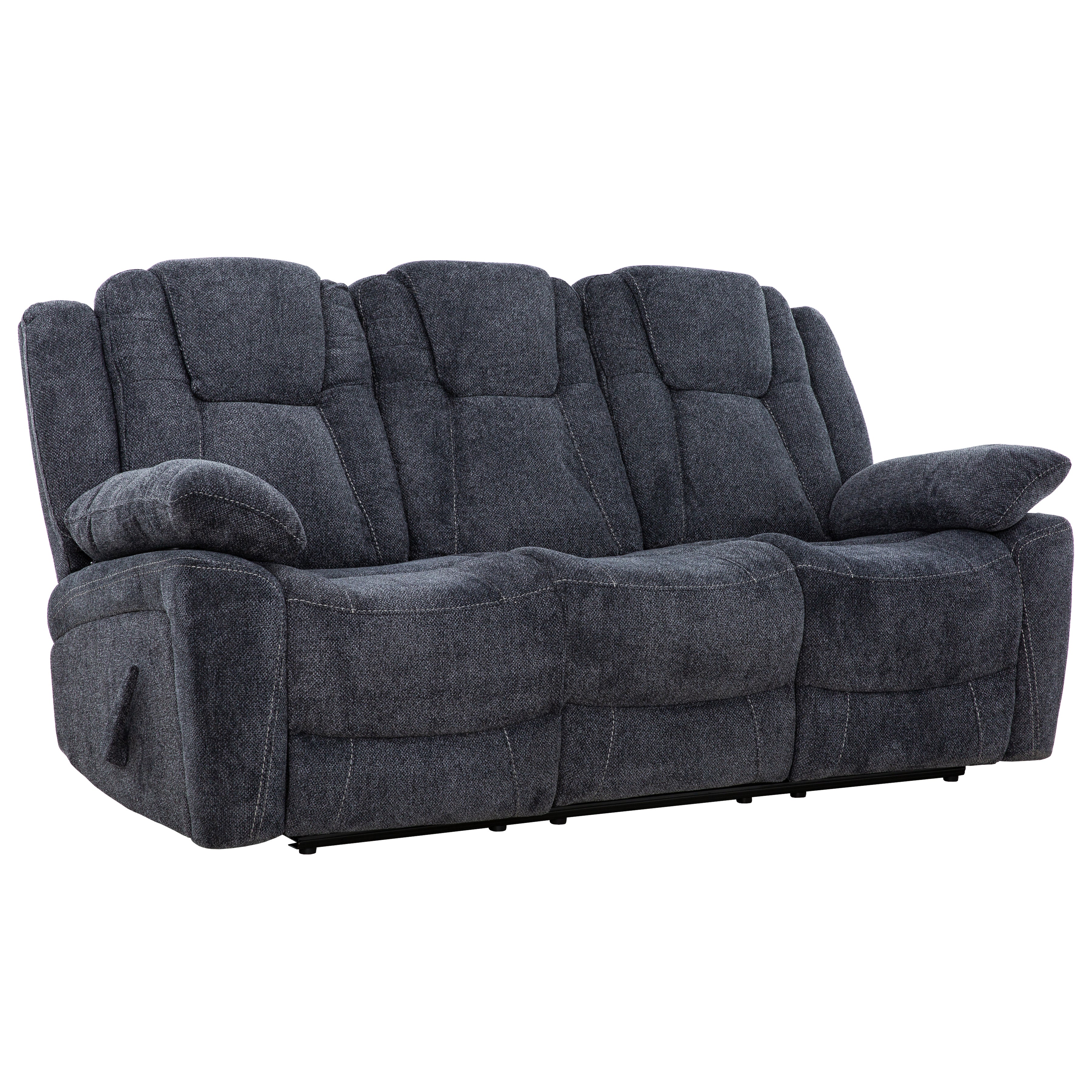 Anakin 80 in. Dark Grey Fabric Reclining Sofa with Lever-Living Room-DECOROLALA