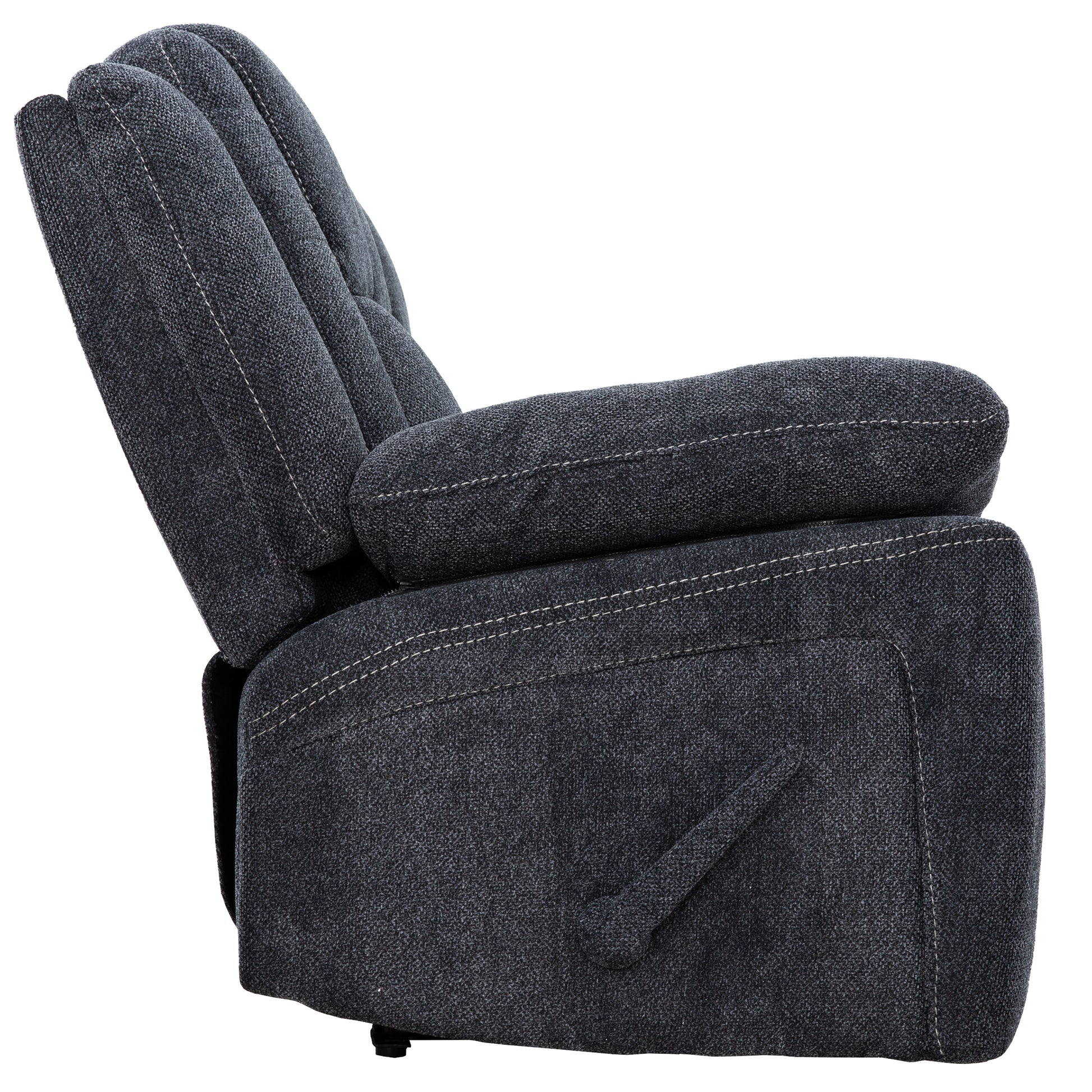 Anakin 80 in. Dark Grey Fabric Reclining Sofa with Lever-Living Room-DECOROLALA