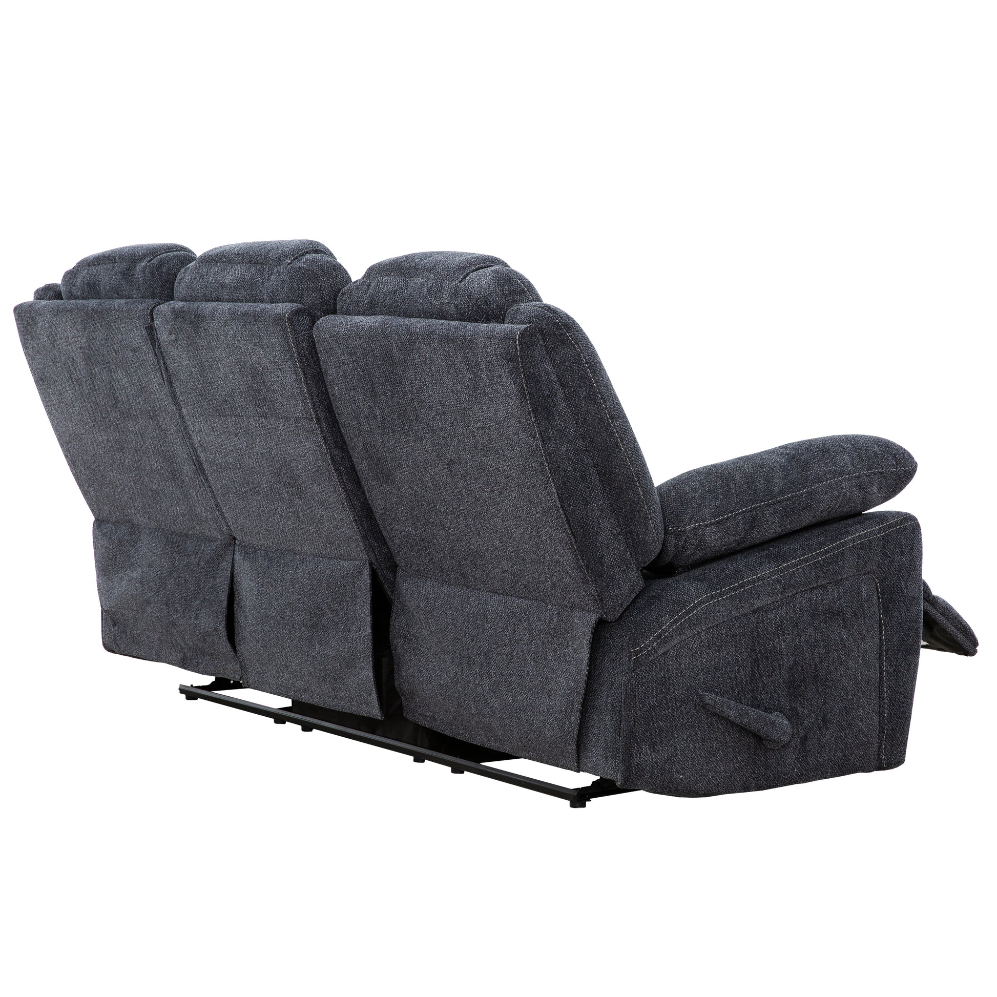 Anakin 80 in. Dark Grey Fabric Reclining Sofa with Lever-Living Room-DECOROLALA