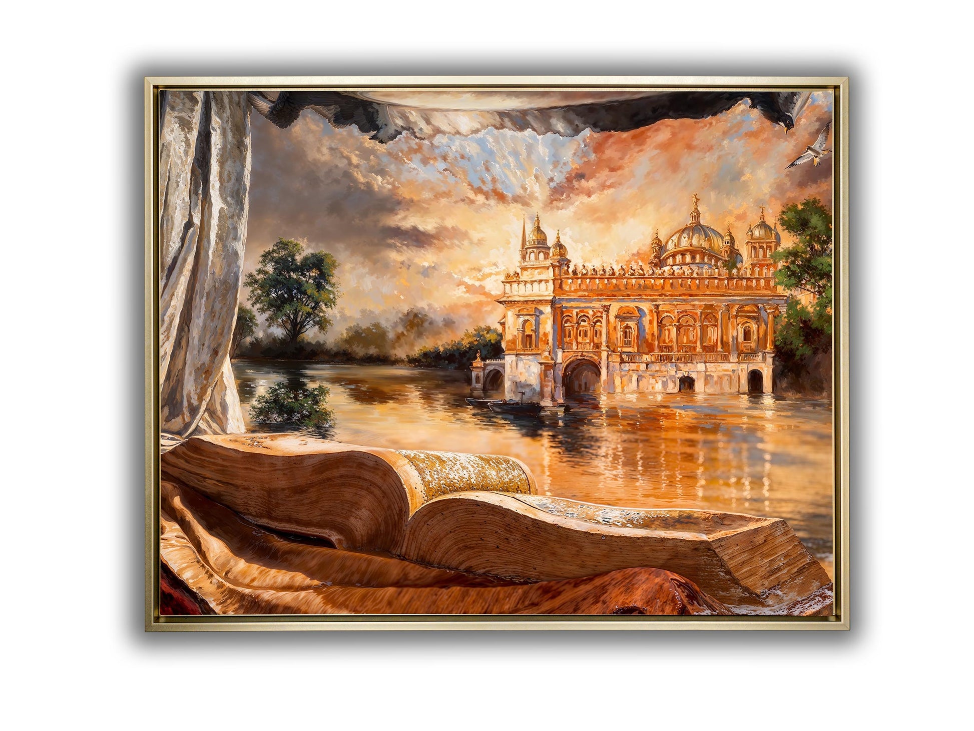 Ancient Golden Temple -Wall Decor- Spiritual Wall Art-Wall Art-DECOROLALA