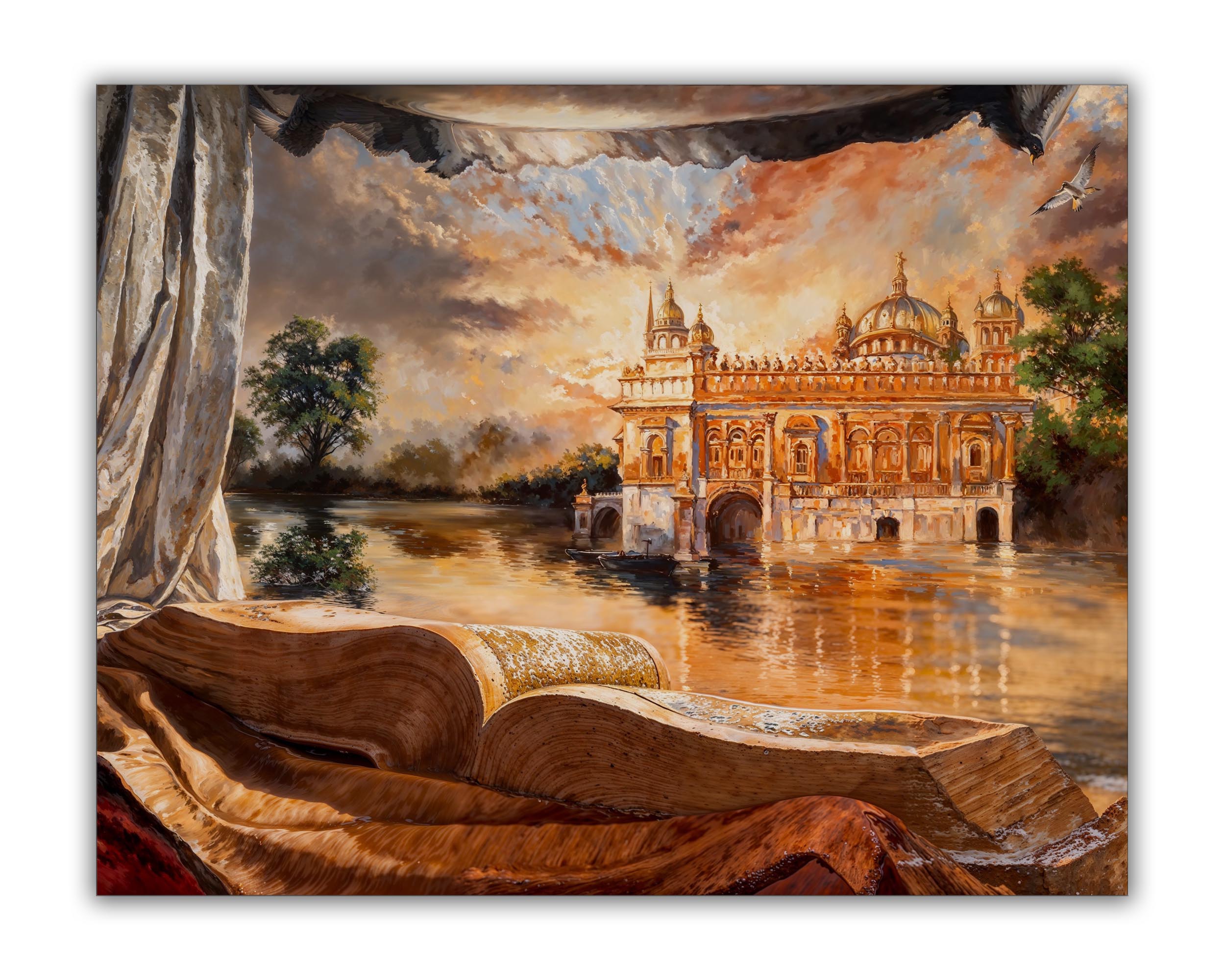 Ancient Golden Temple -Wall Decor- Spiritual Wall Art-Wall Art-DECOROLALA