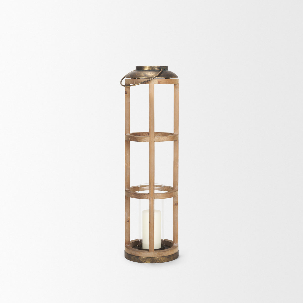 Andy I Large Natural Wood Cylindrical Lantern-Lanterns-DECOROLALA