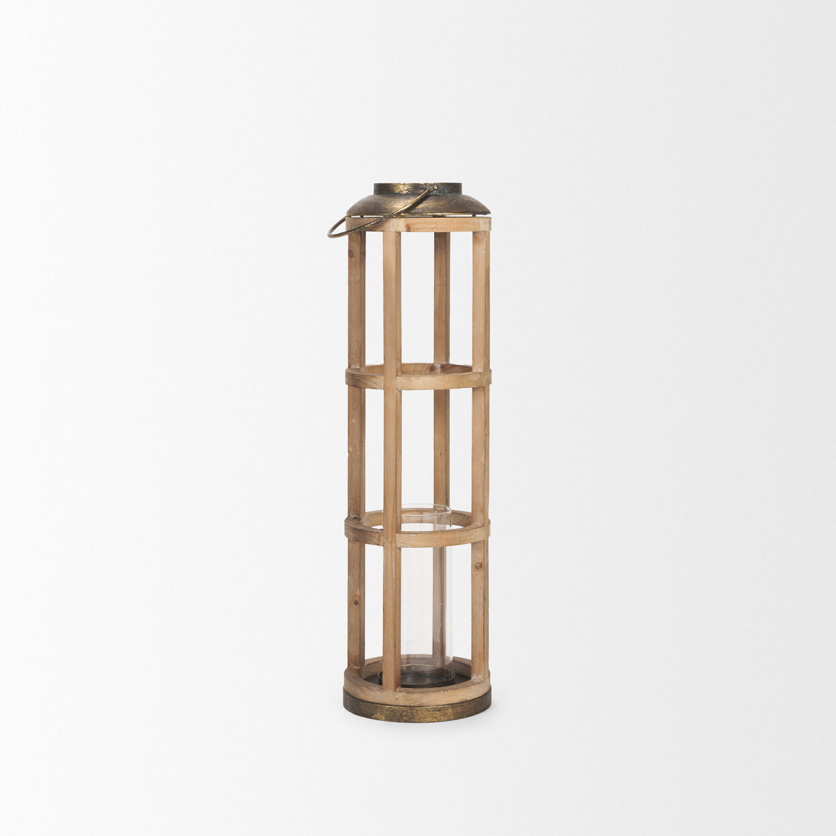 Andy I Large Natural Wood Cylindrical Lantern-Lanterns-DECOROLALA