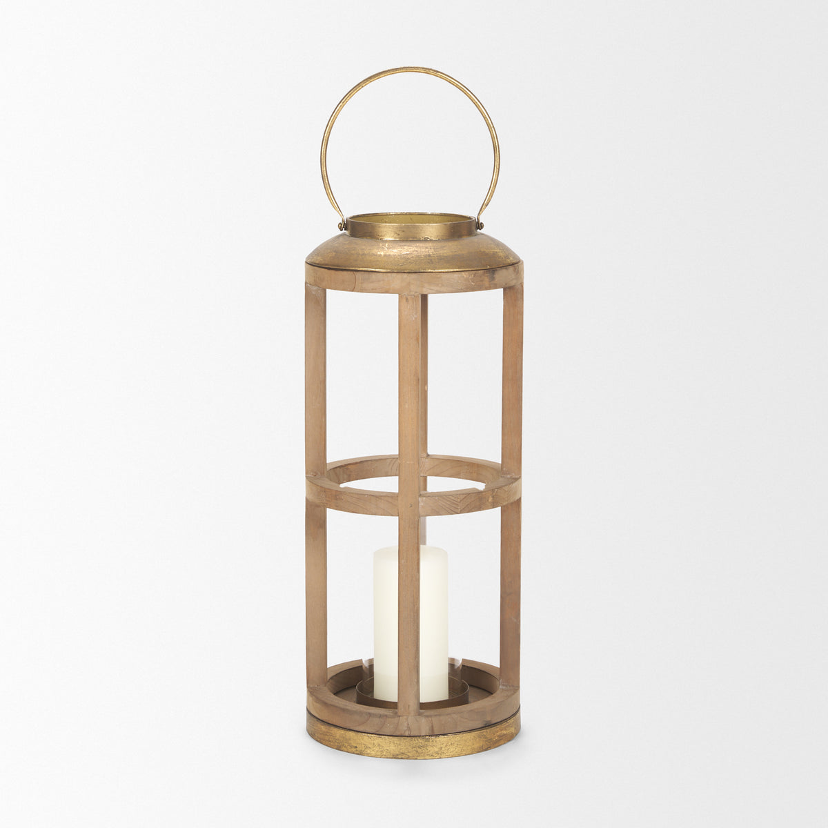 Andy II Small Natural Wood Cylindrical Lantern-Lanterns-DECOROLALA
