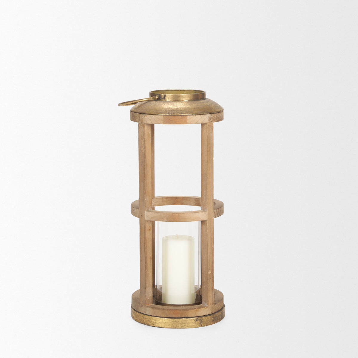 Andy II Small Natural Wood Cylindrical Lantern-Lanterns-DECOROLALA
