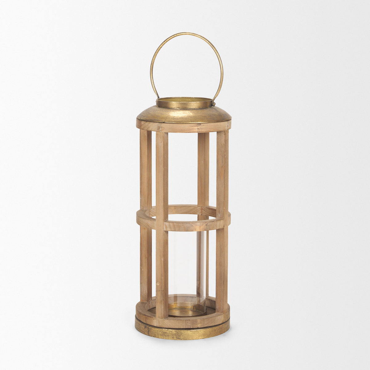 Andy II Small Natural Wood Cylindrical Lantern-Lanterns-DECOROLALA