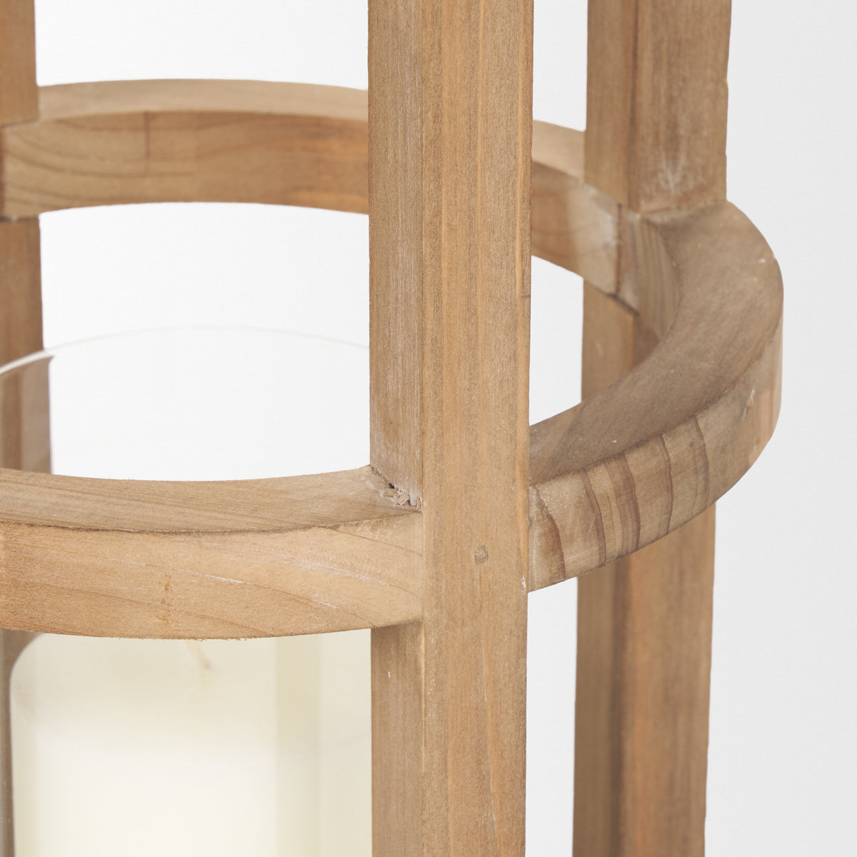 Andy II Small Natural Wood Cylindrical Lantern-Lanterns-DECOROLALA