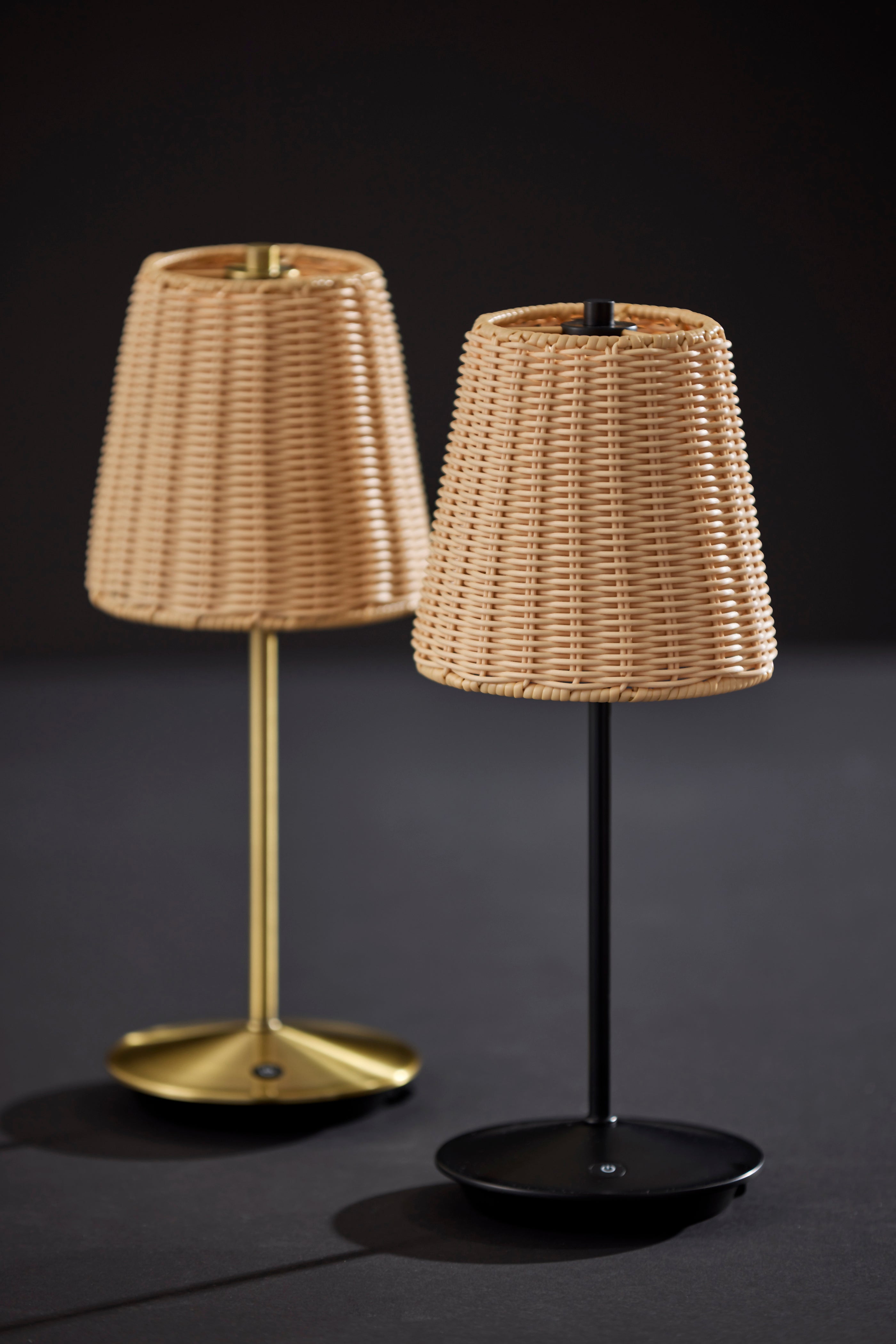Andy LED Cordless Table Lamp - Brass 15" Rattan-Lighting-DECOROLALA