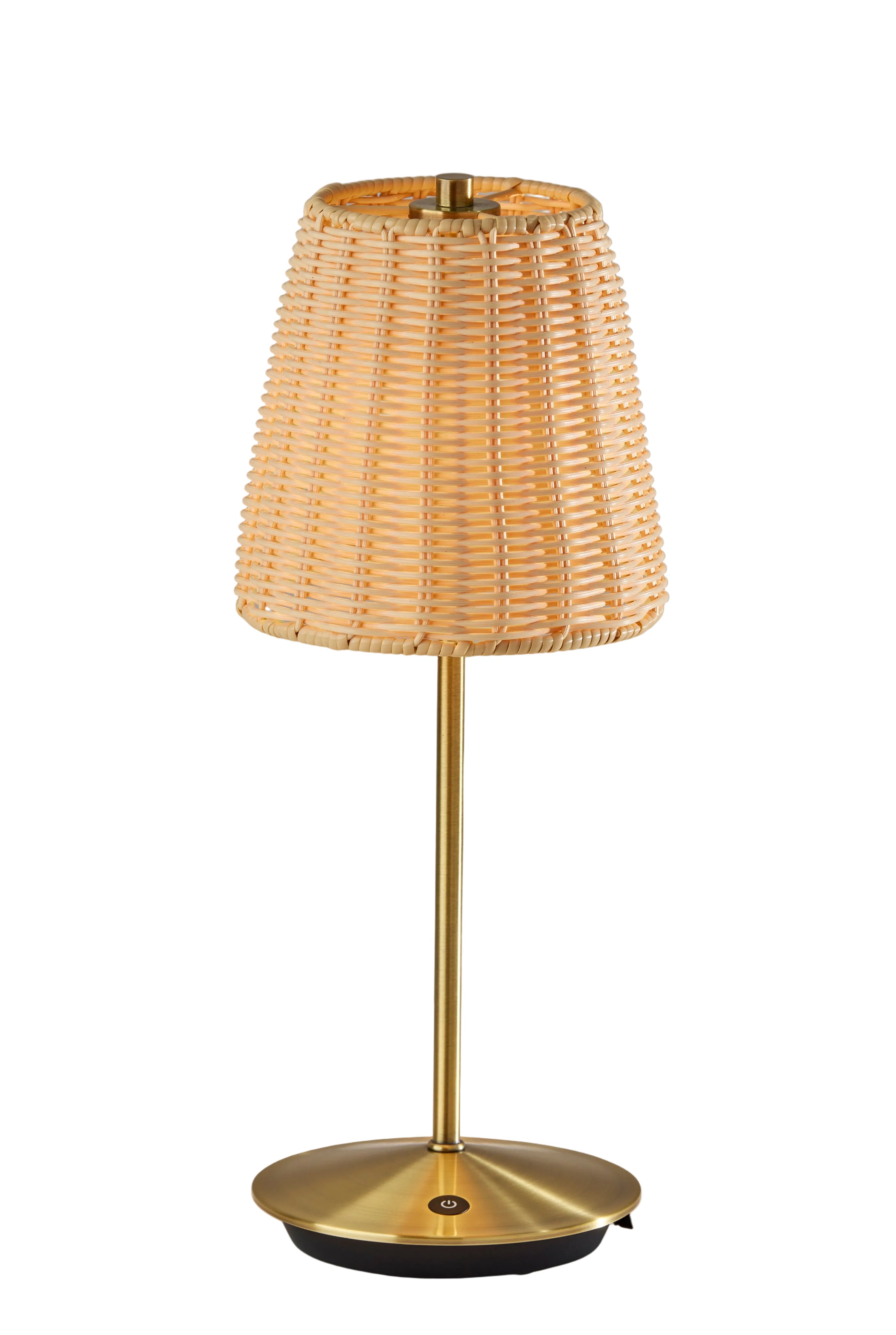 Andy LED Cordless Table Lamp - Brass 15" Rattan-Lighting-DECOROLALA