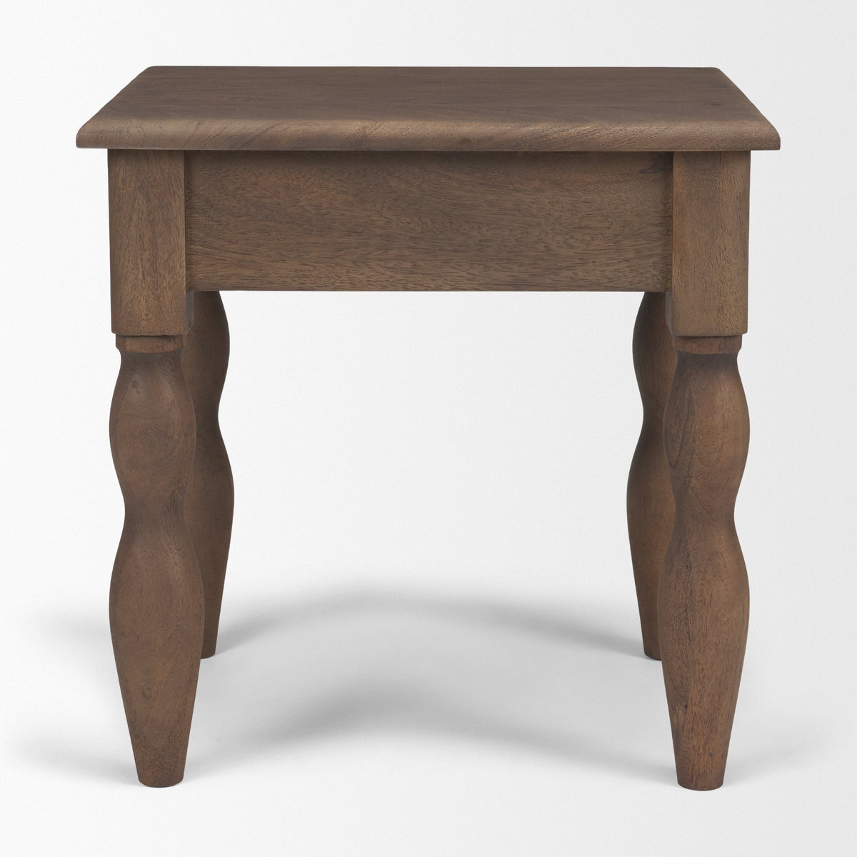 Angeline Spool Turned End Table | Dark Brown Wood | 1 Drawer-End and Side Tables-DECOROLALA