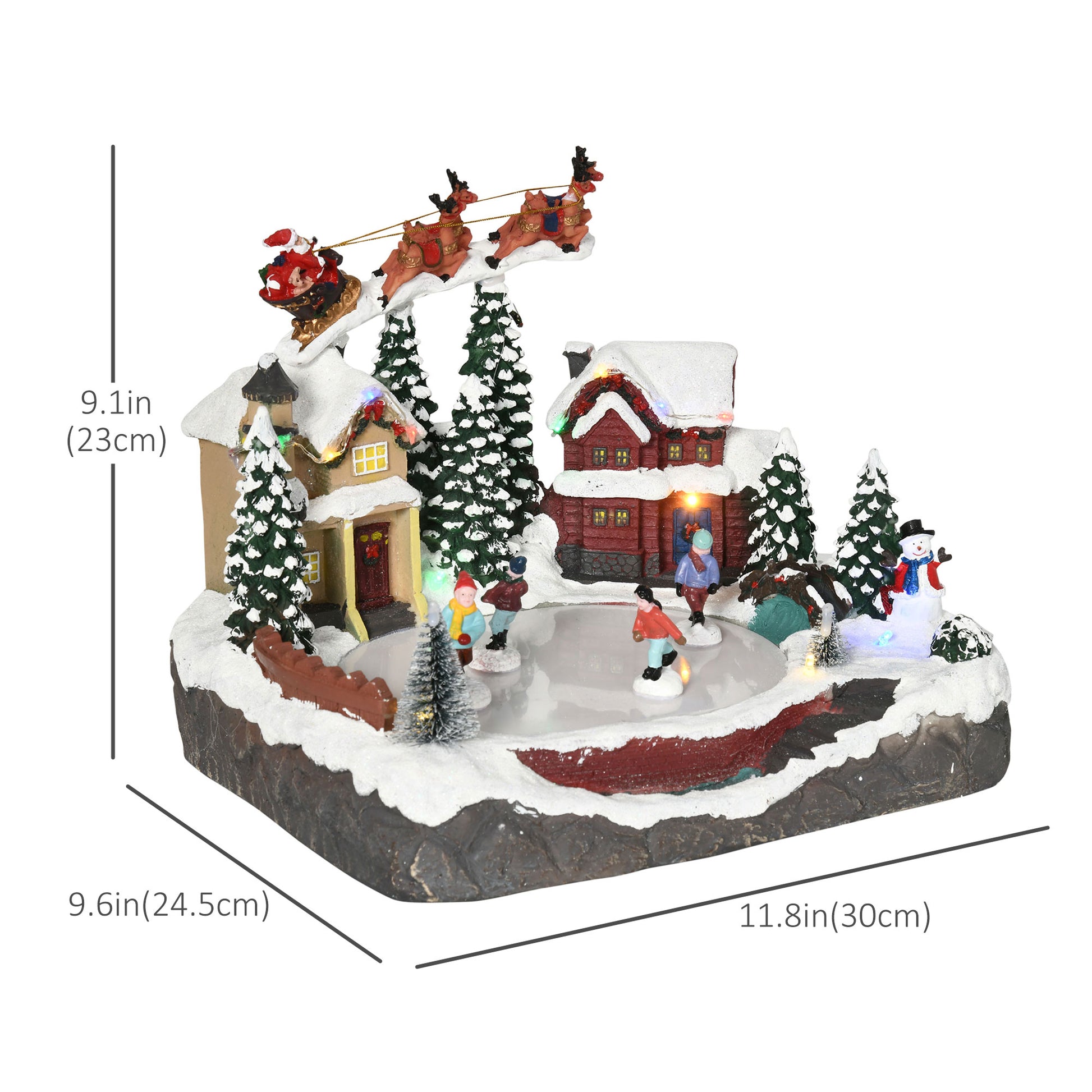 Animated Christmas Village - Skating Pond with LED Lights-Home Furnishings > Holiday & Seasonal > Christmas Decorations > Christmas Village Houses-DECOROLALA