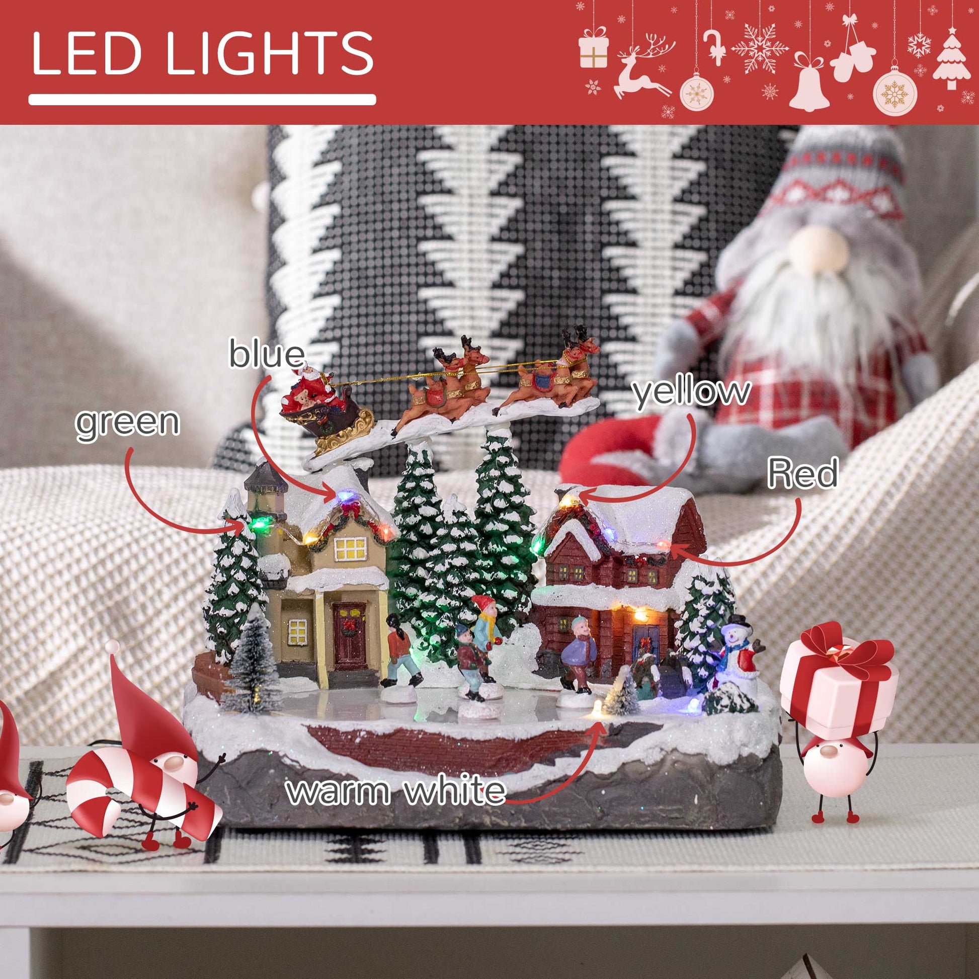 Animated Christmas Village - Skating Pond with LED Lights-Home Furnishings > Holiday & Seasonal > Christmas Decorations > Christmas Village Houses-DECOROLALA