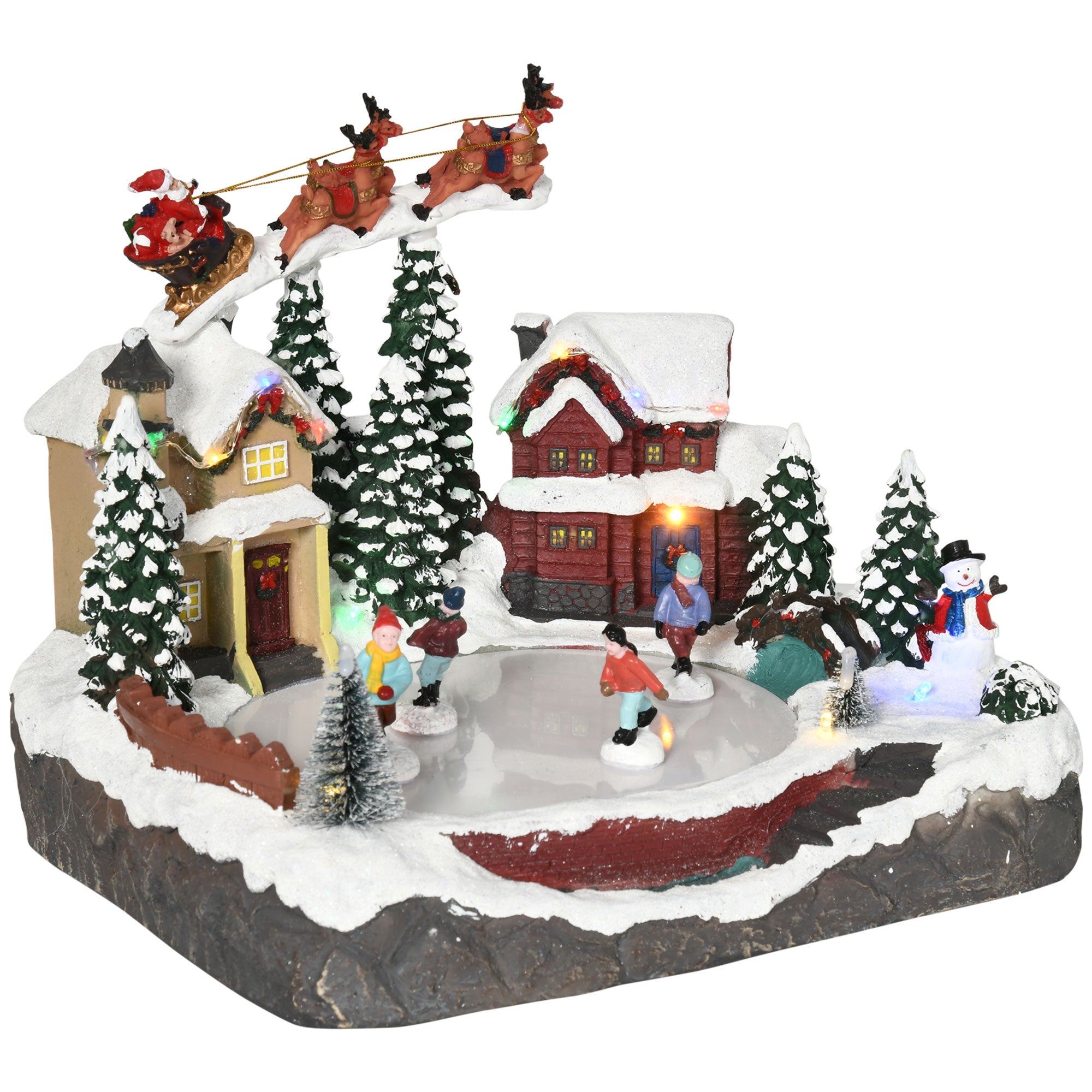 Animated Christmas Village - Skating Pond with LED Lights-Home Furnishings > Holiday & Seasonal > Christmas Decorations > Christmas Village Houses-DECOROLALA