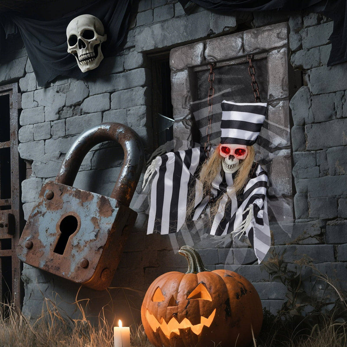 Animated Halloween Hanging Prisoner Decoration - 18" Sound Activated-Halloween-DECOROLALA