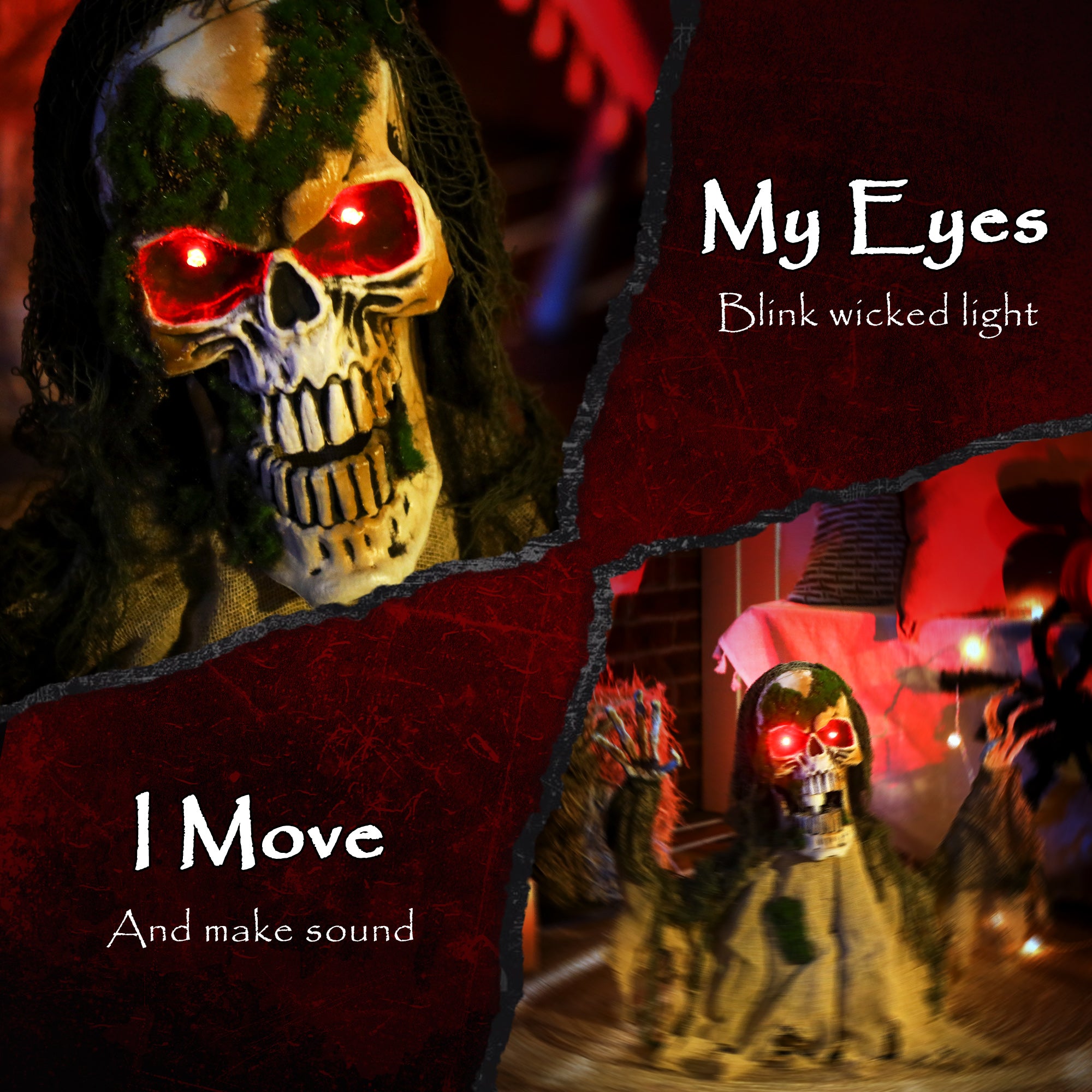 Animated Halloween Skeleton - Sound Activated LED Eyes-Home Furnishings > Holiday & Seasonal > Halloween Decorations-DECOROLALA