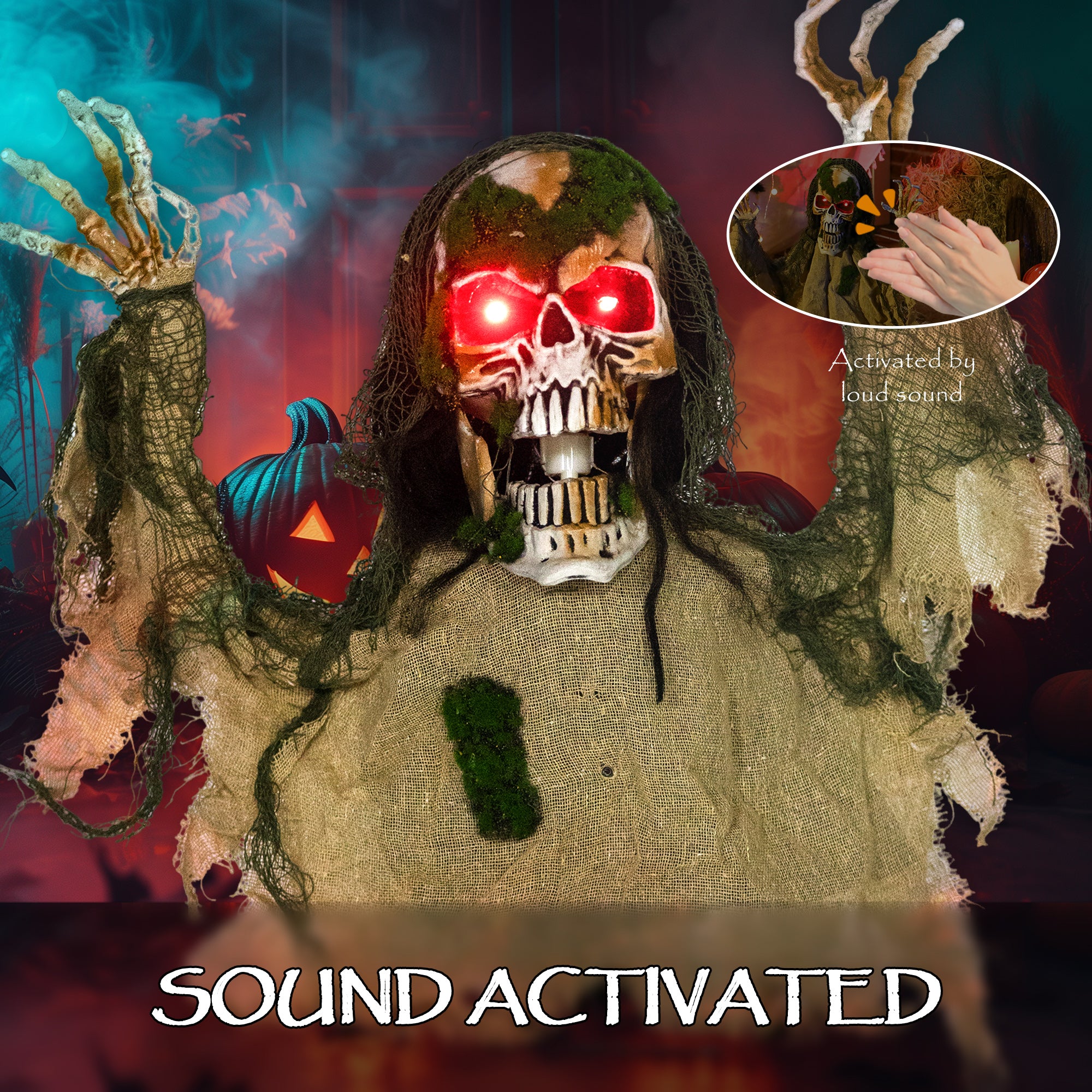 Animated Halloween Skeleton - Sound Activated LED Eyes-Home Furnishings > Holiday & Seasonal > Halloween Decorations-DECOROLALA