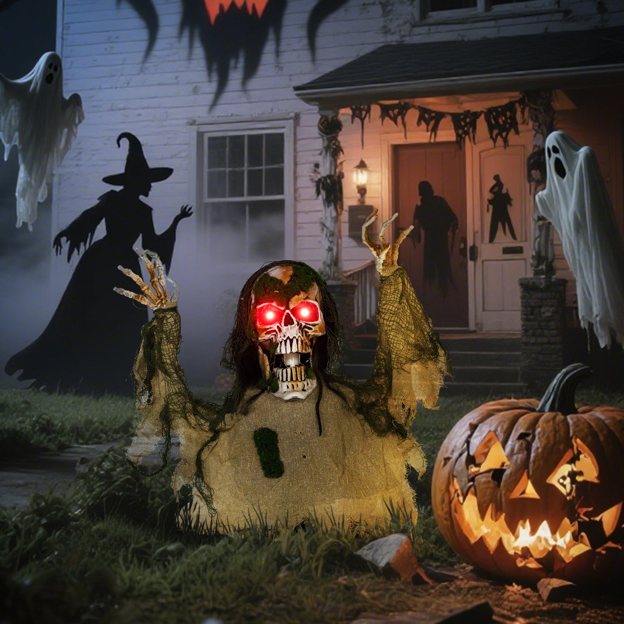Animated Halloween Skeleton - Sound Activated LED Eyes-Home Furnishings > Holiday & Seasonal > Halloween Decorations-DECOROLALA