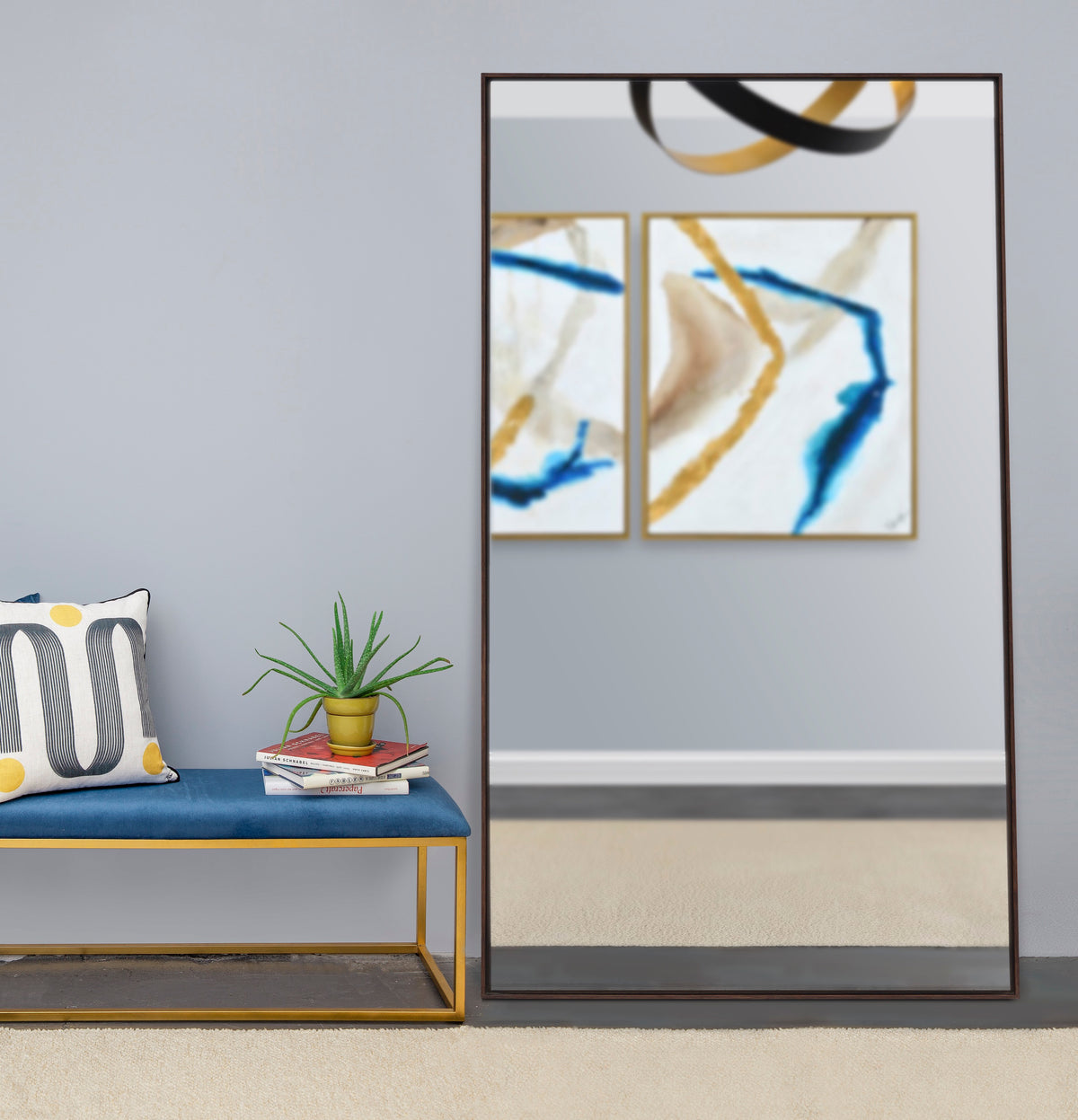 Anjalina 83" Tall Rectangle Full Length Mirror, Brown-Full-Length Mirrors-DECOROLALA