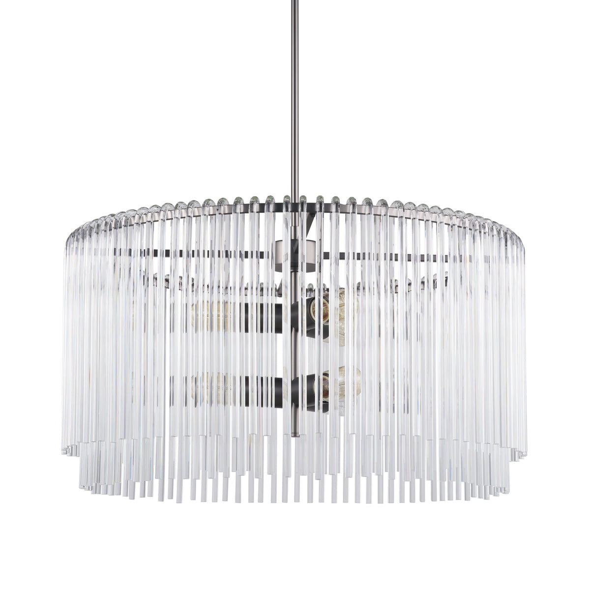 Anna Gunmetal Chandelier with Clear Glass Rods-Chandeliers-DECOROLALA