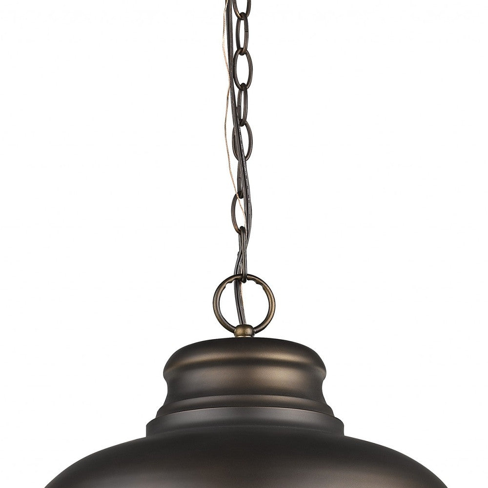 Ansen 1-Light Oil-Rubbed Bronze Pendant With Gloss White Interior Shade-Pendants-Hanging Lights-DECOROLALA