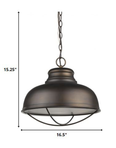 Ansen 1-Light Oil-Rubbed Bronze Pendant With Gloss White Interior Shade-Pendants-Hanging Lights-DECOROLALA
