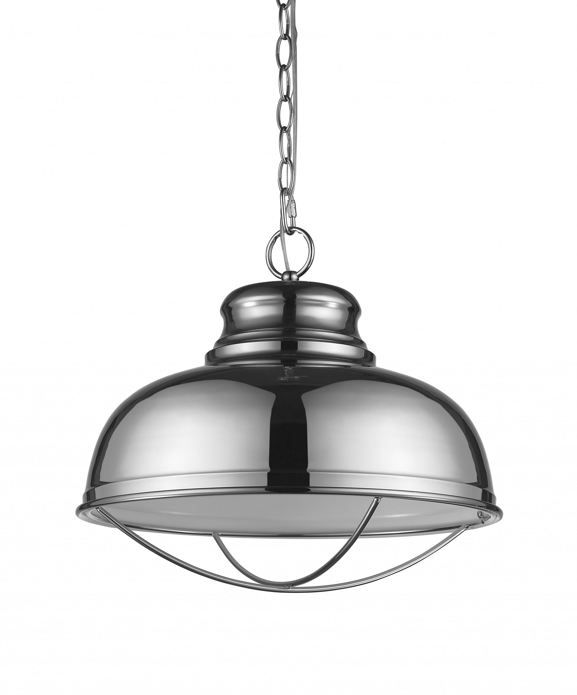 Ansen 1-Light Polished Nickel Pendant With Gloss White Interior Shade-Pendants-Hanging Lights-DECOROLALA