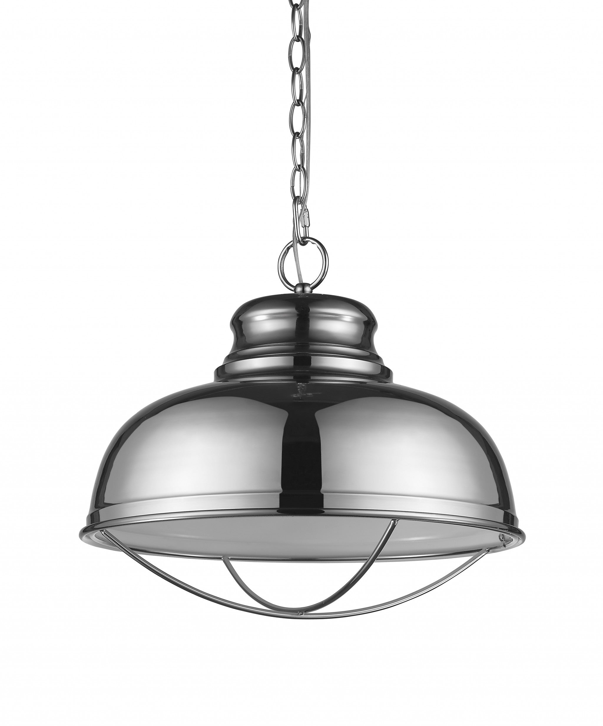Ansen 1-Light Polished Nickel Pendant With Gloss White Interior Shade-Pendants-Hanging Lights-DECOROLALA