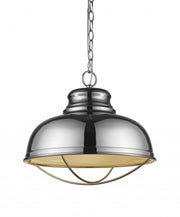 Ansen 1-Light Polished Nickel Pendant With Gloss White Interior Shade-Pendants-Hanging Lights-DECOROLALA