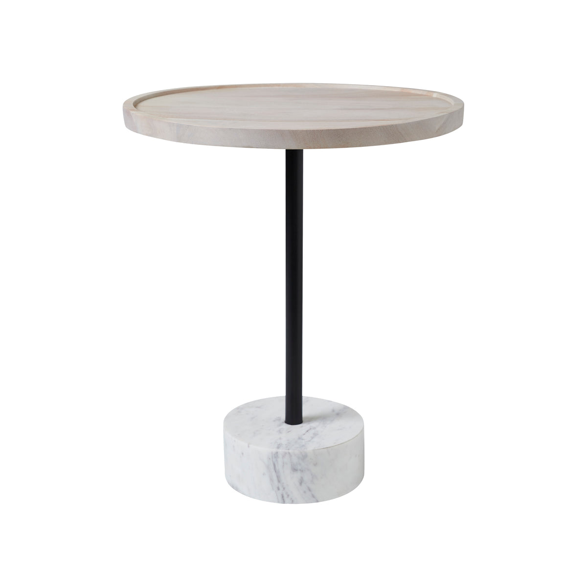 Antares Indoor Acacia Wood Side Table, Whitewash-End Tables-DECOROLALA