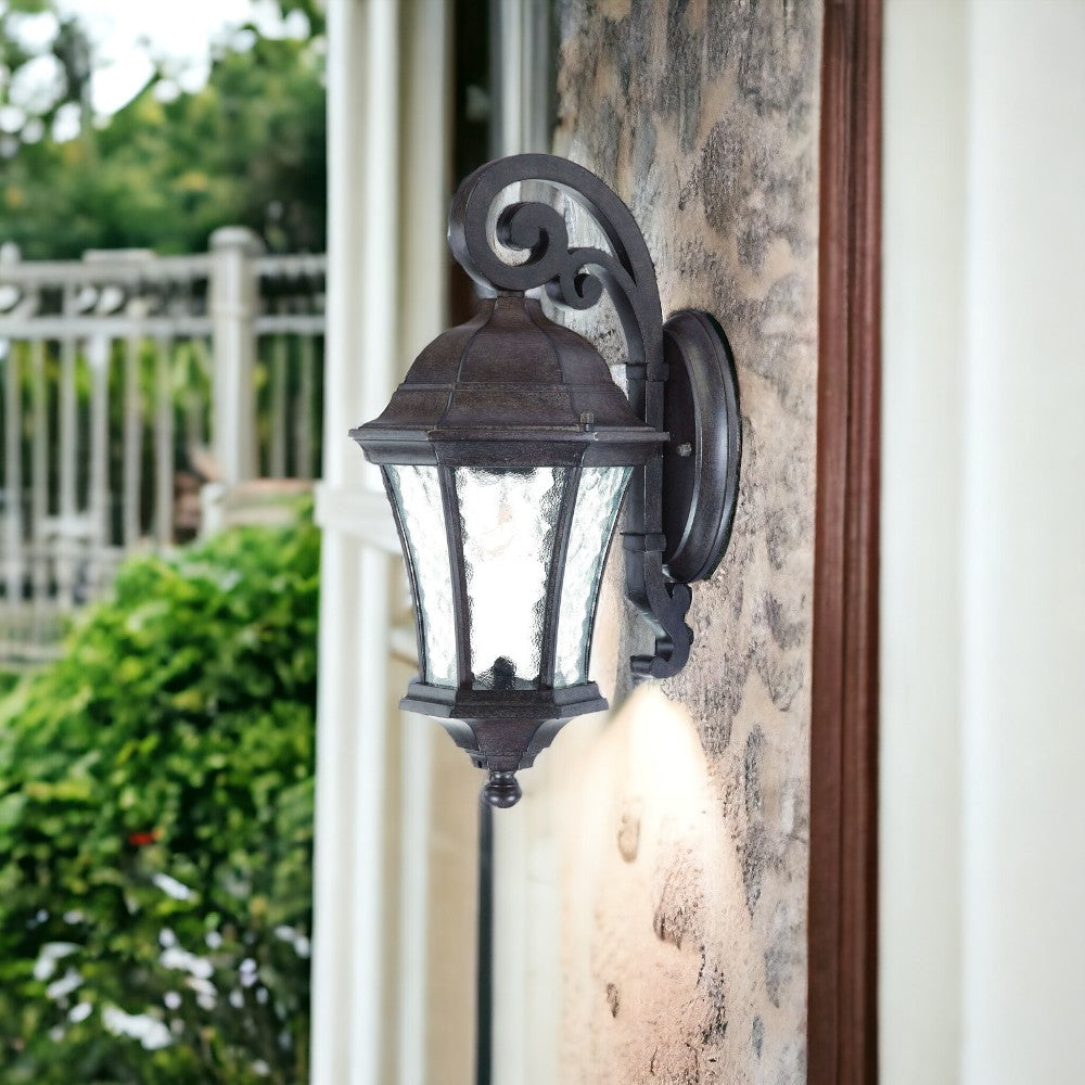 Antique Black Tapered Hanging Lantern Wall Light-Outdoor Lighting-DECOROLALA