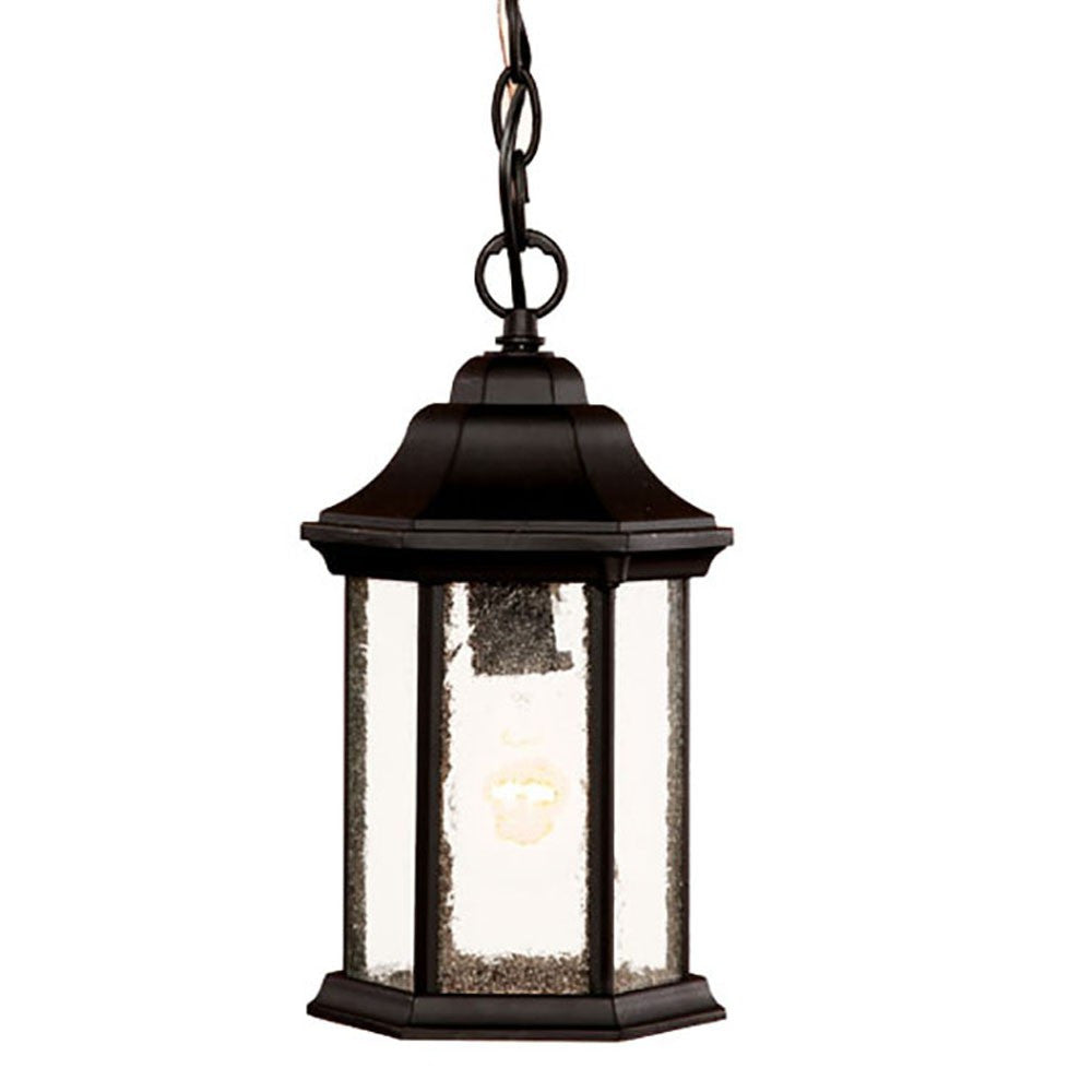 Antique Black Textured Glass Lantern Hanging Light-Outdoor Lighting-DECOROLALA