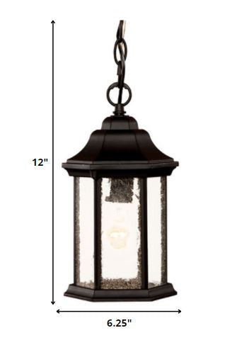 Antique Black Textured Glass Lantern Hanging Light-Outdoor Lighting-DECOROLALA