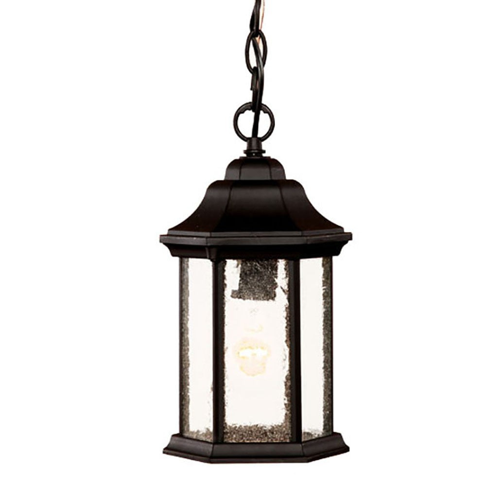 Antique Black Textured Glass Lantern Hanging Light-Outdoor Lighting-DECOROLALA