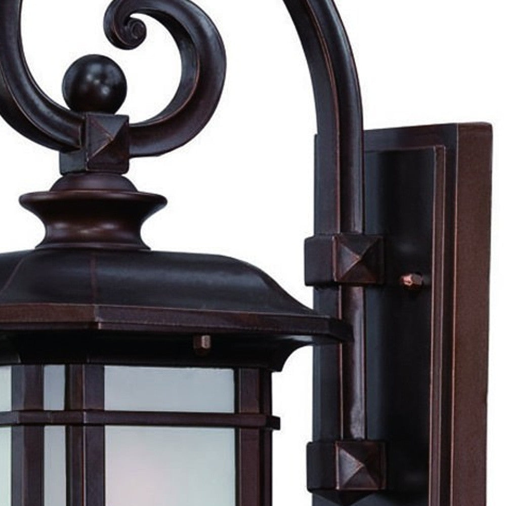 Antique Bronze Frosted Linen Glass Lantern Wall Light-Outdoor Lighting-DECOROLALA
