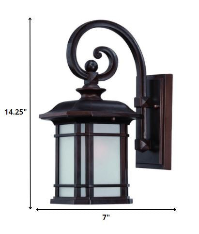 Antique Bronze Frosted Linen Glass Lantern Wall Light-Outdoor Lighting-DECOROLALA