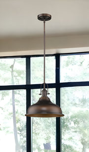Antique Bronze Hanging Light with Dome Shade-Chandeliers-DECOROLALA