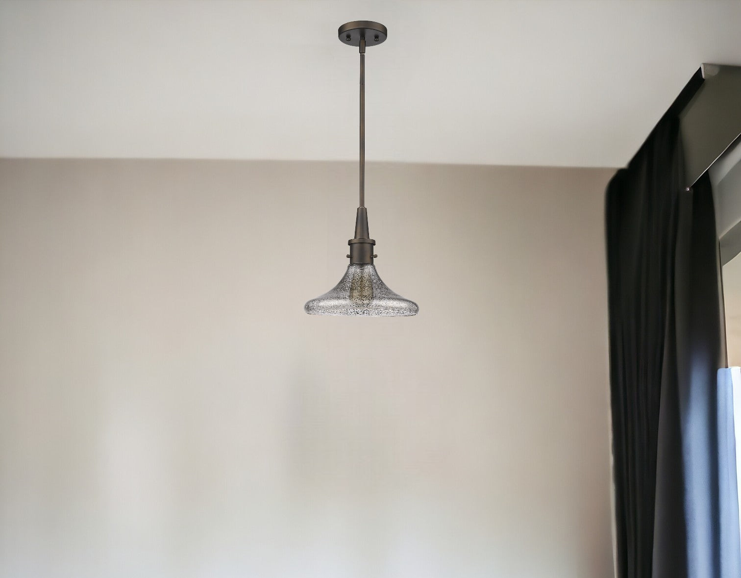 Antique Bronze Hanging Light with Pebbled Glass Shade-Chandeliers-DECOROLALA