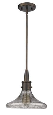 Antique Bronze Hanging Light with Pebbled Glass Shade-Chandeliers-DECOROLALA