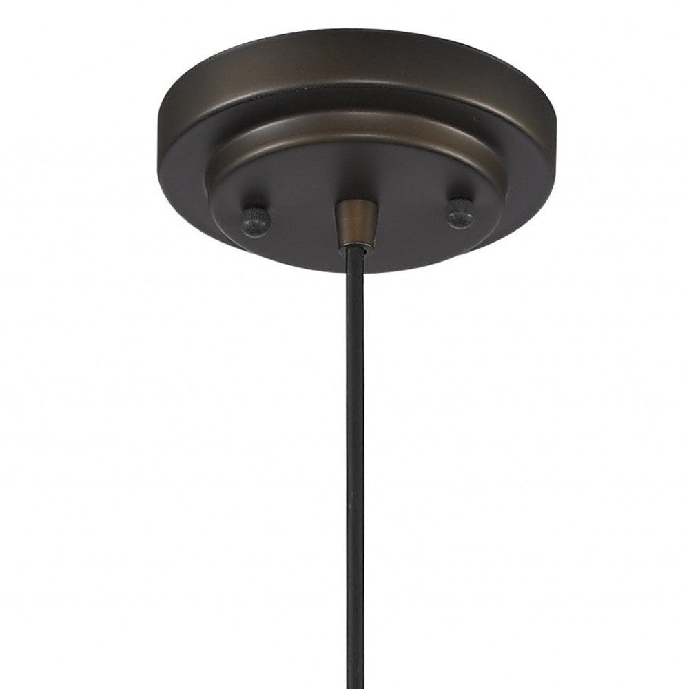 Antique Bronze Hanging Light with Textured Glass Shade-Chandeliers-DECOROLALA