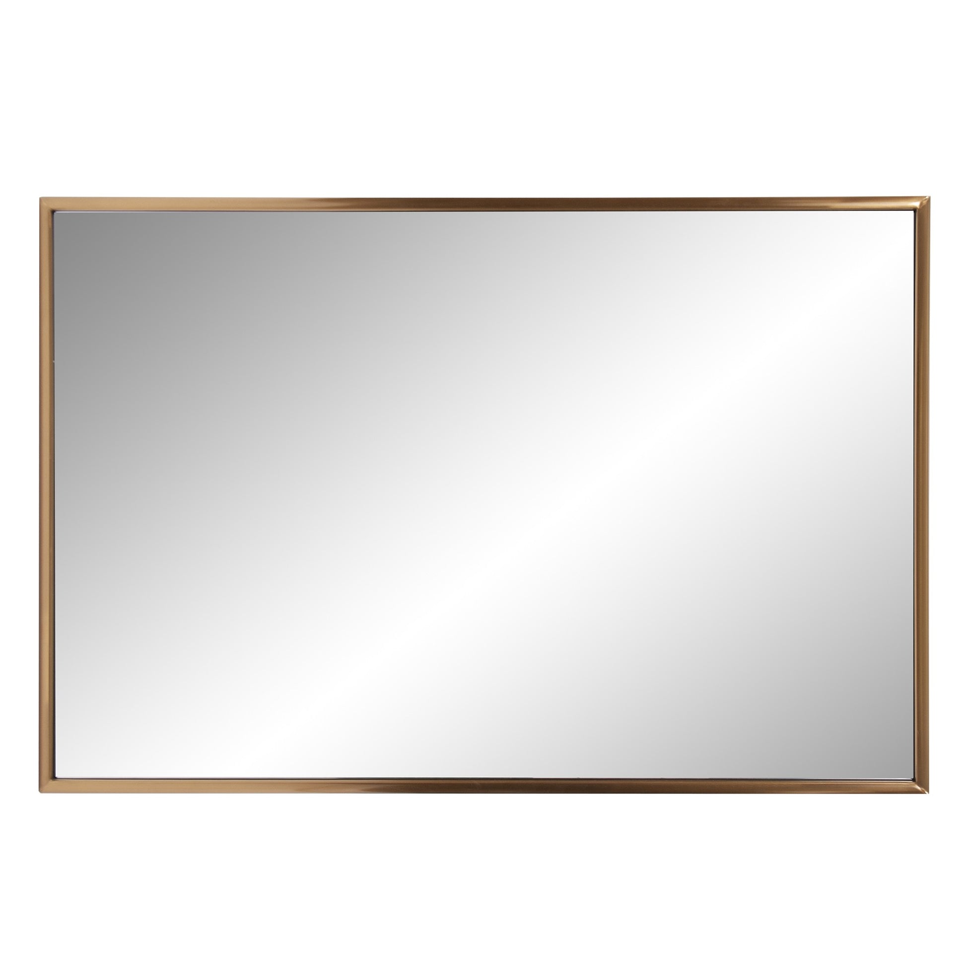 Antiqued Brushed Brass Rectangular Wall Mirror-Mirrors-DECOROLALA