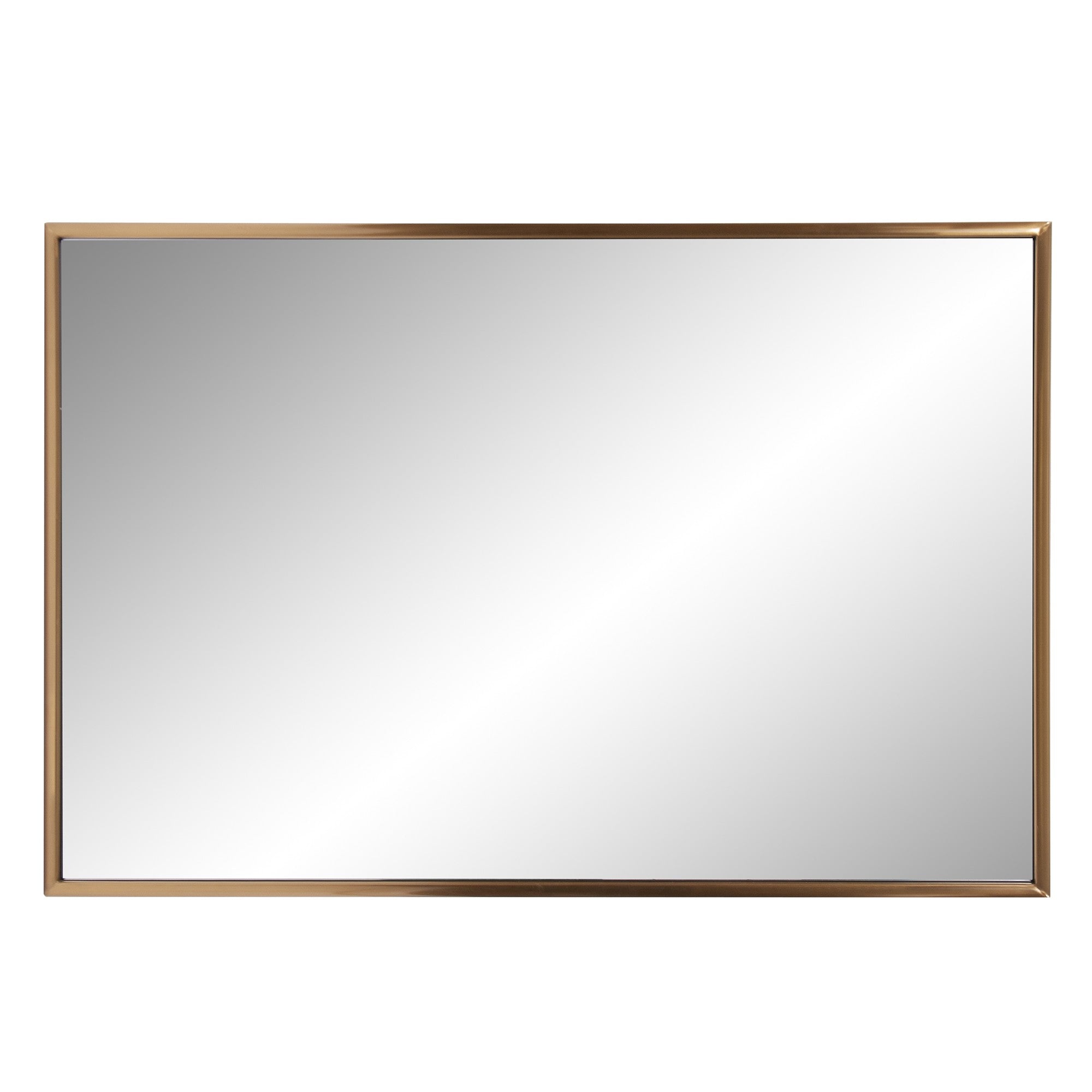 Antiqued Brushed Brass Rectangular Wall Mirror-Mirrors-DECOROLALA