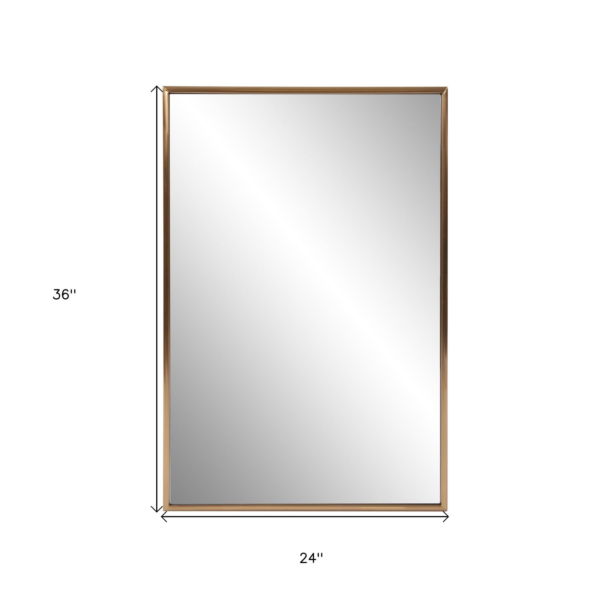 Antiqued Brushed Brass Rectangular Wall Mirror-Mirrors-DECOROLALA