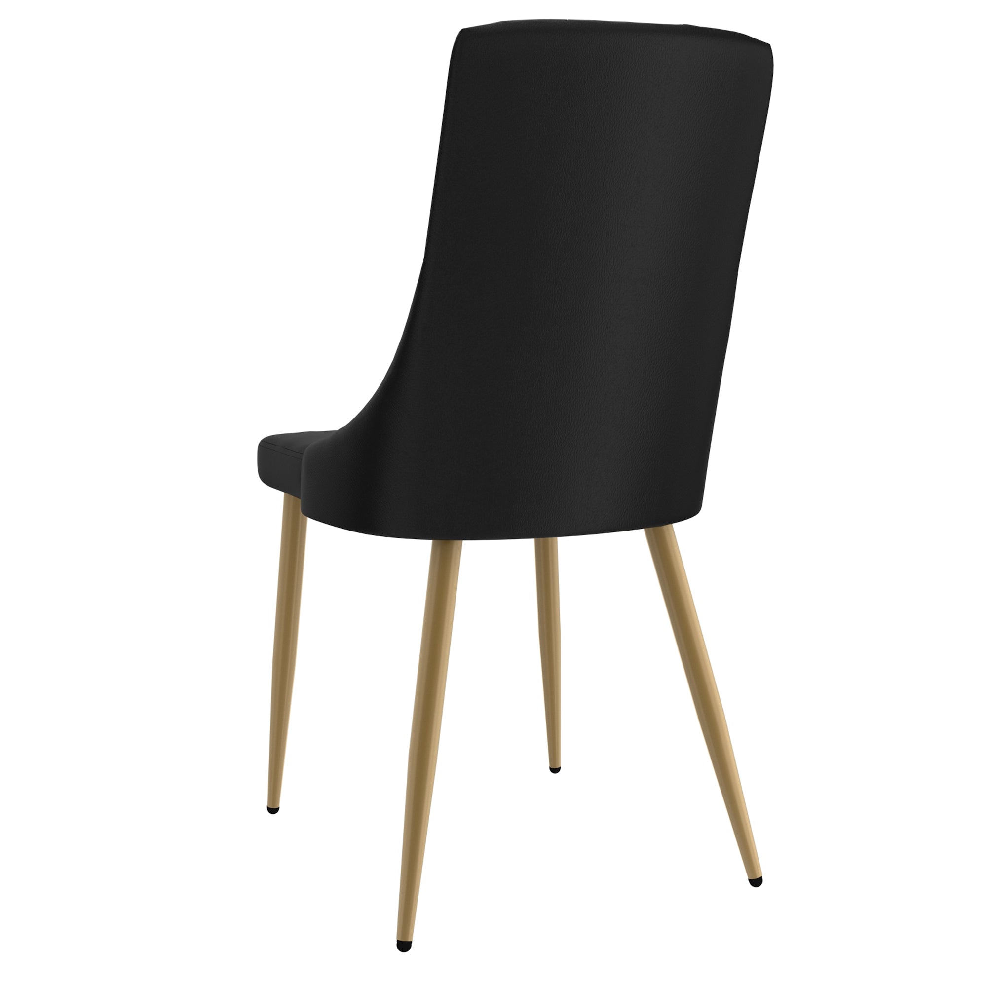Antoine Side Chair - Black Faux Leather and Wood with Gold Legs-DECOROLALA