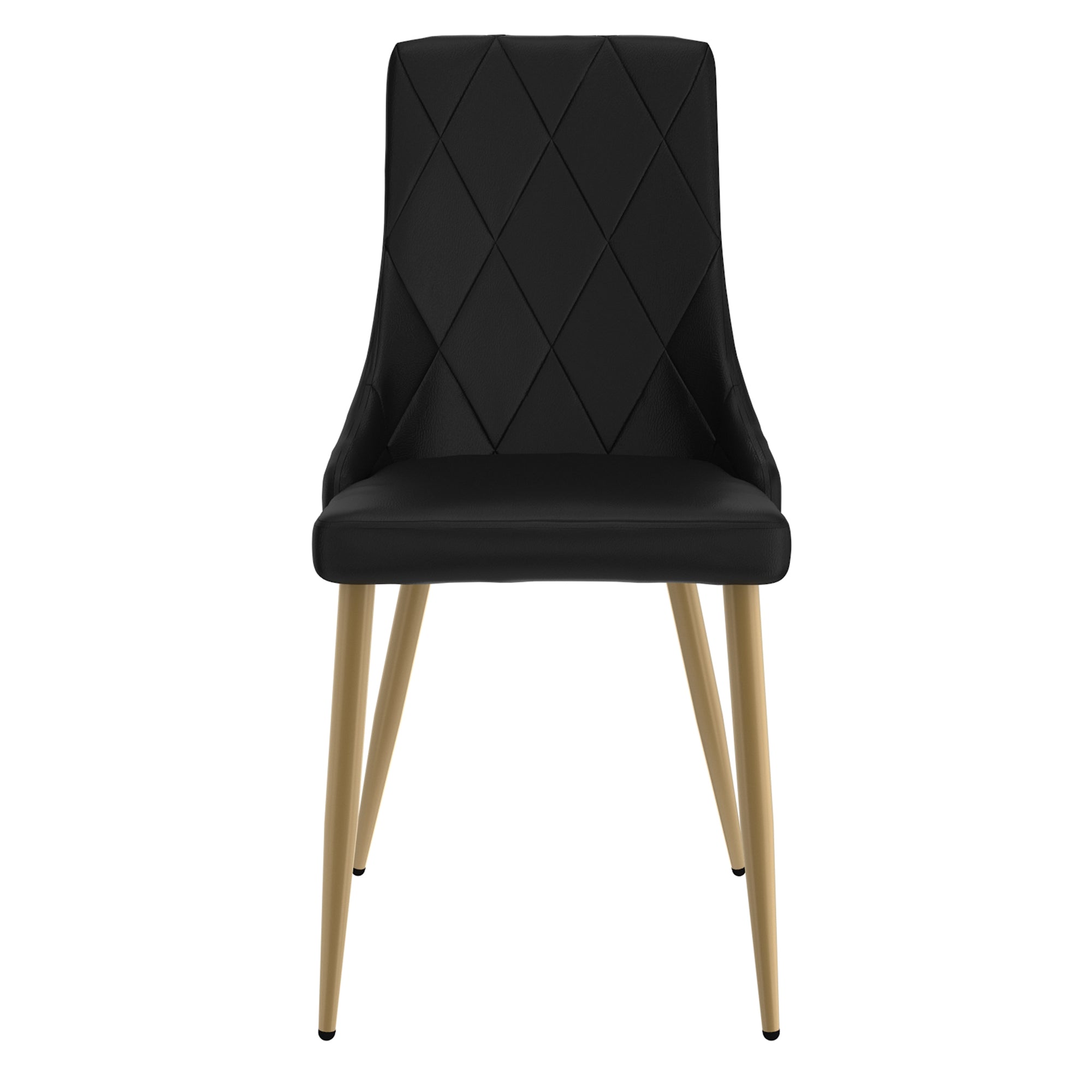 Antoine Side Chair - Black Faux Leather and Wood with Gold Legs-DECOROLALA