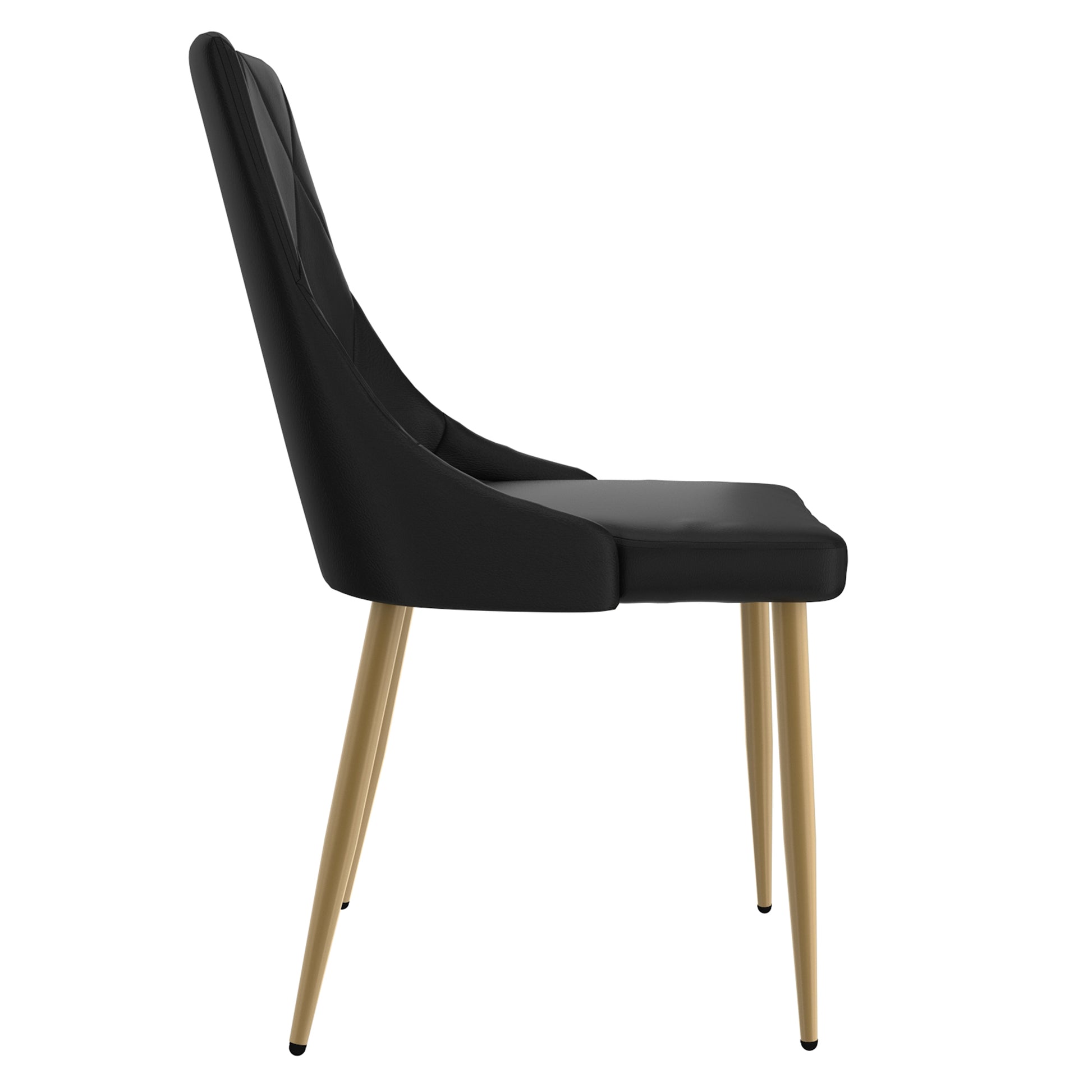 Antoine Side Chair - Black Faux Leather and Wood with Gold Legs-DECOROLALA