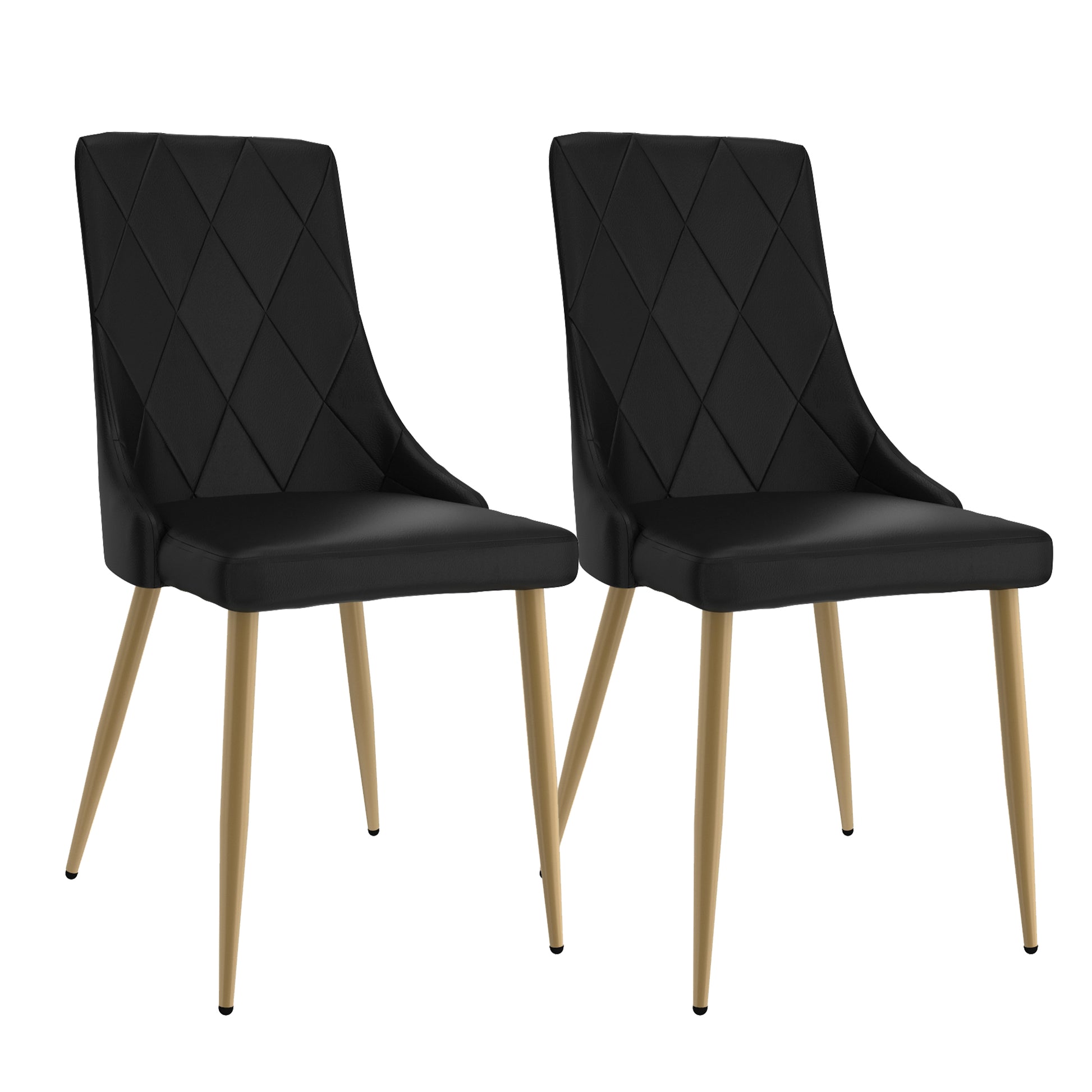 Antoine Side Chair - Black Faux Leather and Wood with Gold Legs-DECOROLALA
